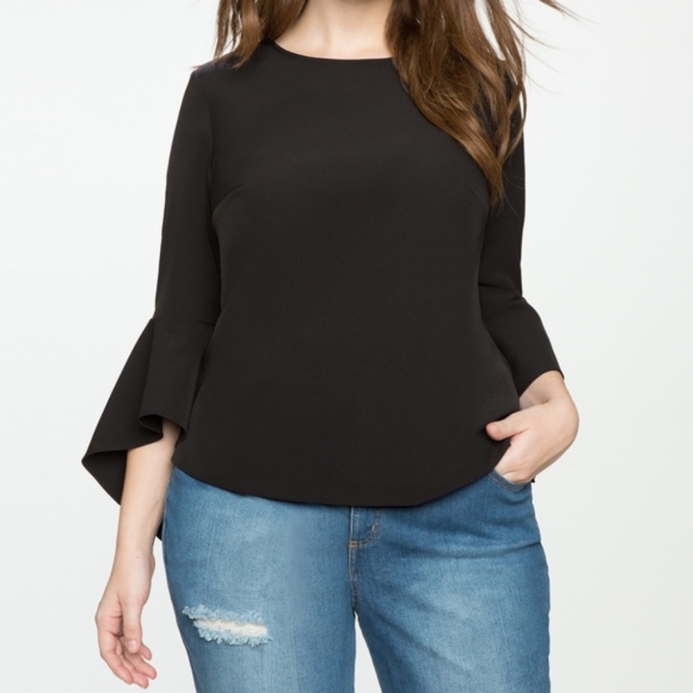 Flounce Elbow Sleeve Top